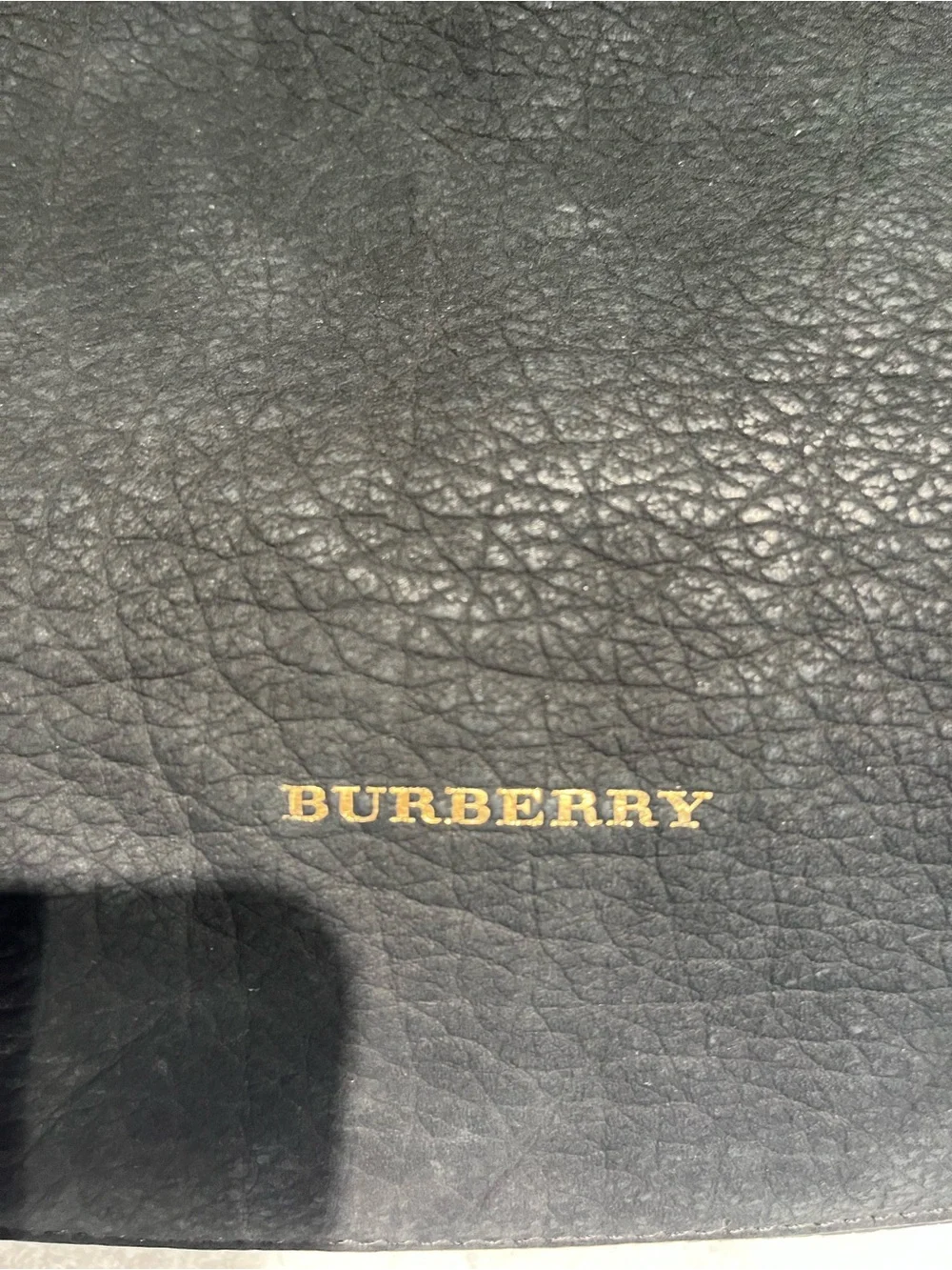 Burberry Black Suede Leather Satchel with Gold Accents